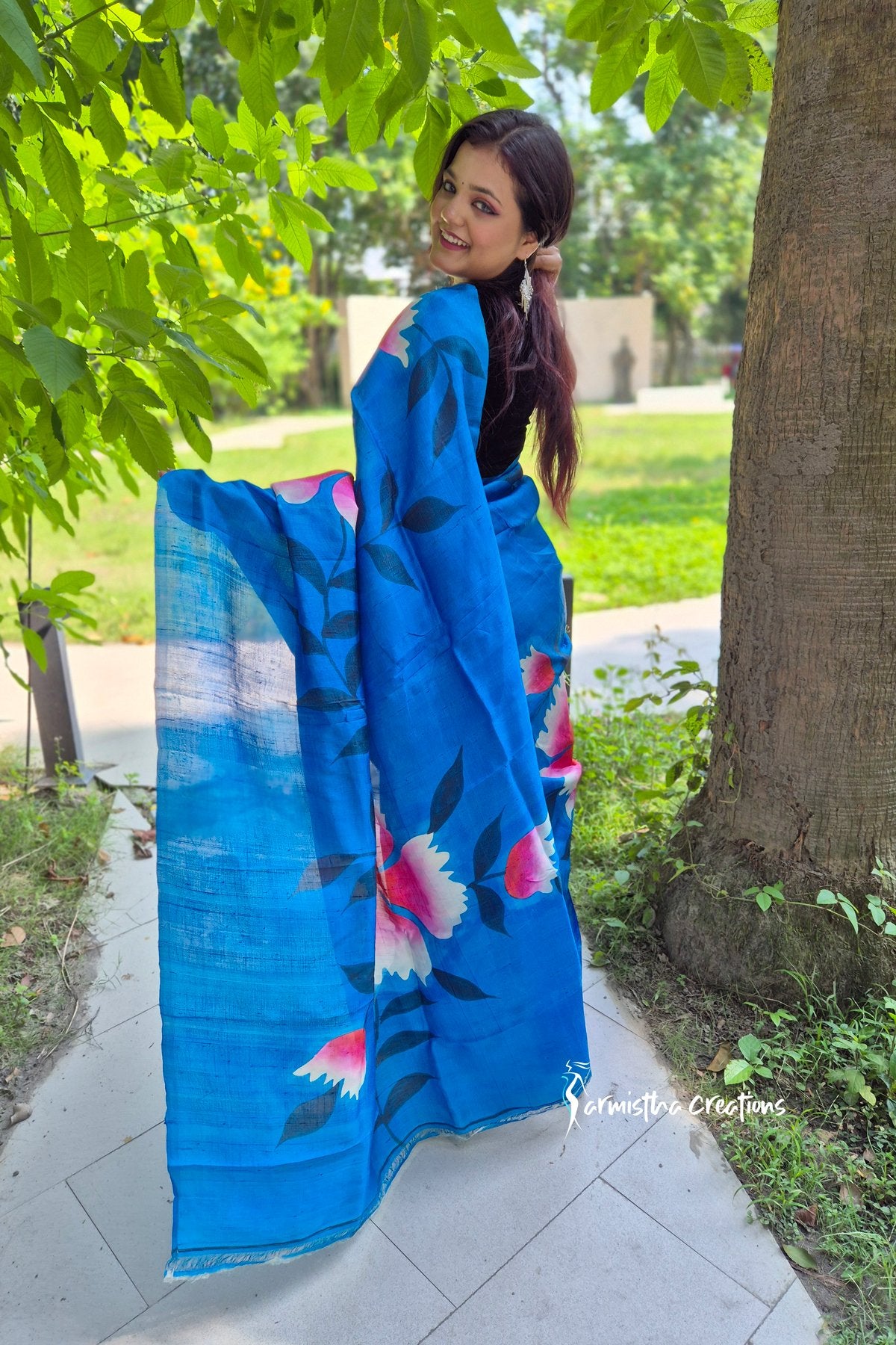 Prussian Winter Saree – Bishnupuri Silk Saree | bshp-012 image 1