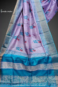 Zari Border Pure Desi Tussar Silk Saree With Hand-Block Printing dtzbhbp-076 image 0