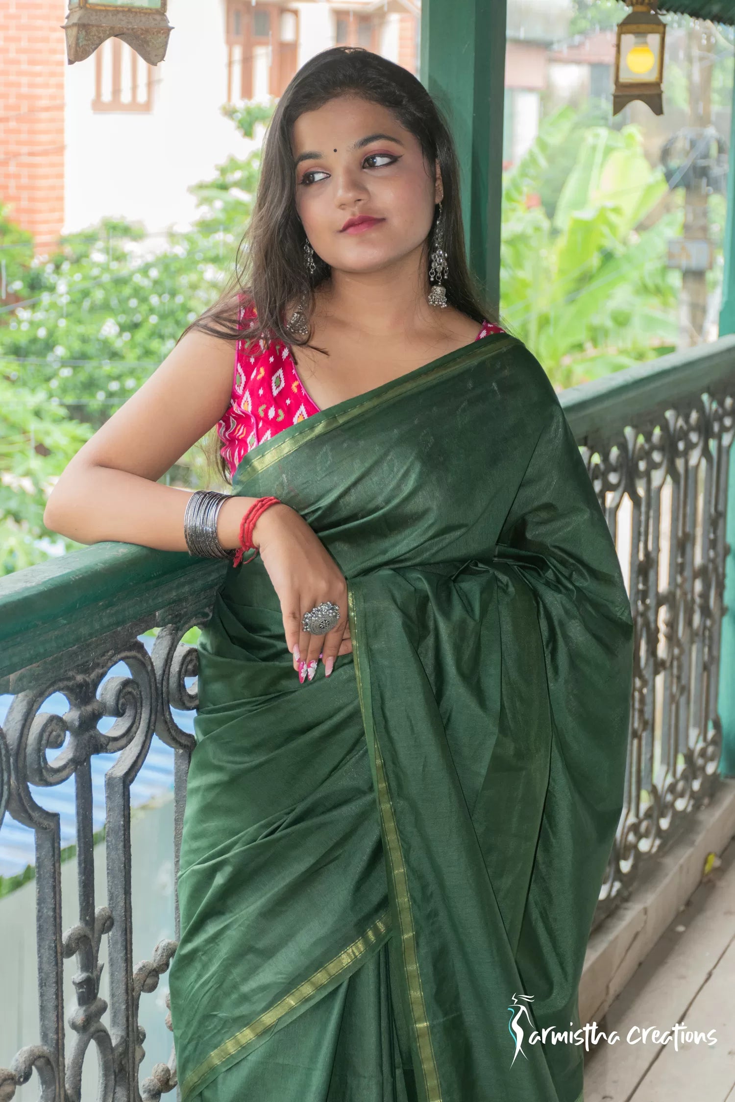 Kota Silk Saree (Bottle Green) image 0
