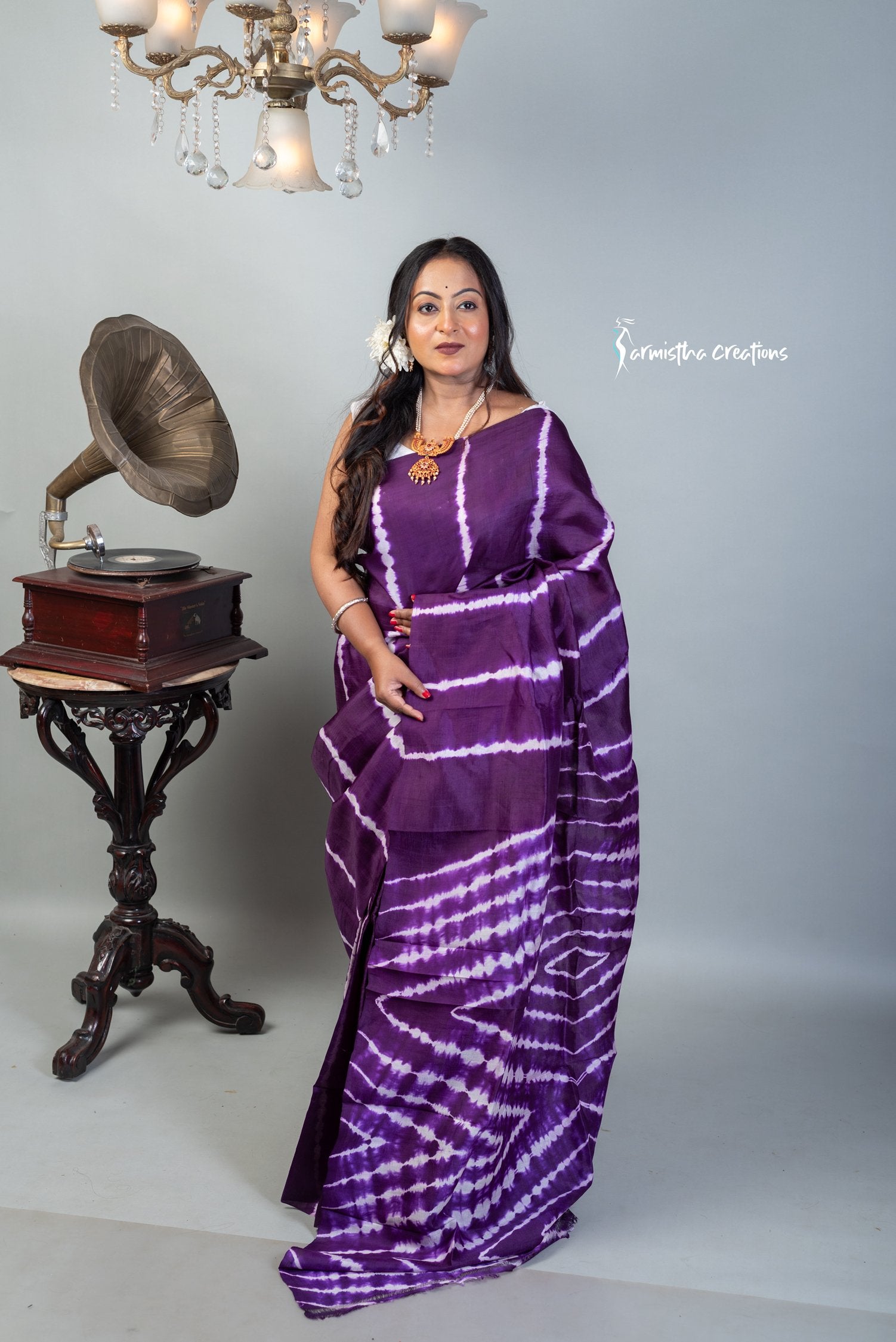 Shibori Print Bishnupuri Silk | bssp-003 image 1
