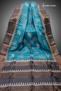 Zari Border Pure Desi Tussar Silk Saree With Hand-Block Printing dtzbhbp-120 image 0