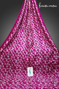 Hot Pink Murshidabad Silk Saree With White Bird Prints | hbpms-016 image 0