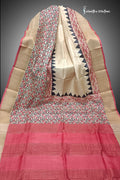 Zari Border Pure Desi Tussar Silk Saree With Hand-Block Printing dtzbhbp-118 image 0