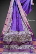 Zari Border Pure Desi Tussar Silk Saree With Hand-Block Printing dtzbhbp-064 image 0