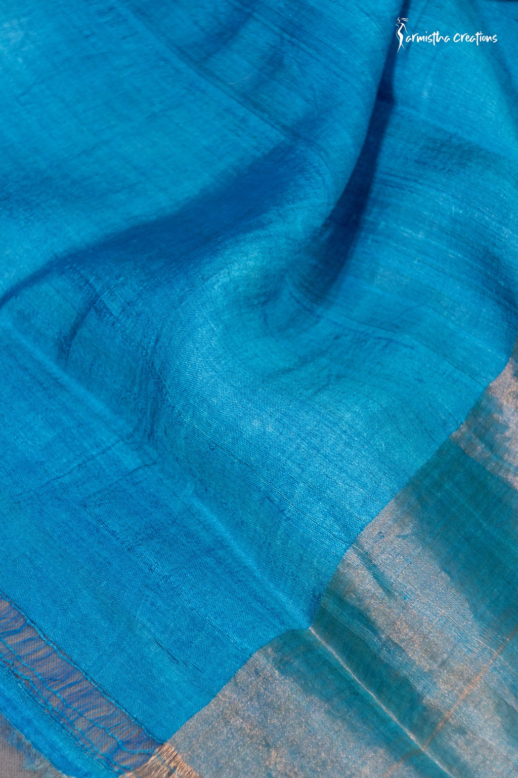 Zari Border Pure Tussar Silk Saree With Hand-Block Printing dtzbhbp-087 image 6