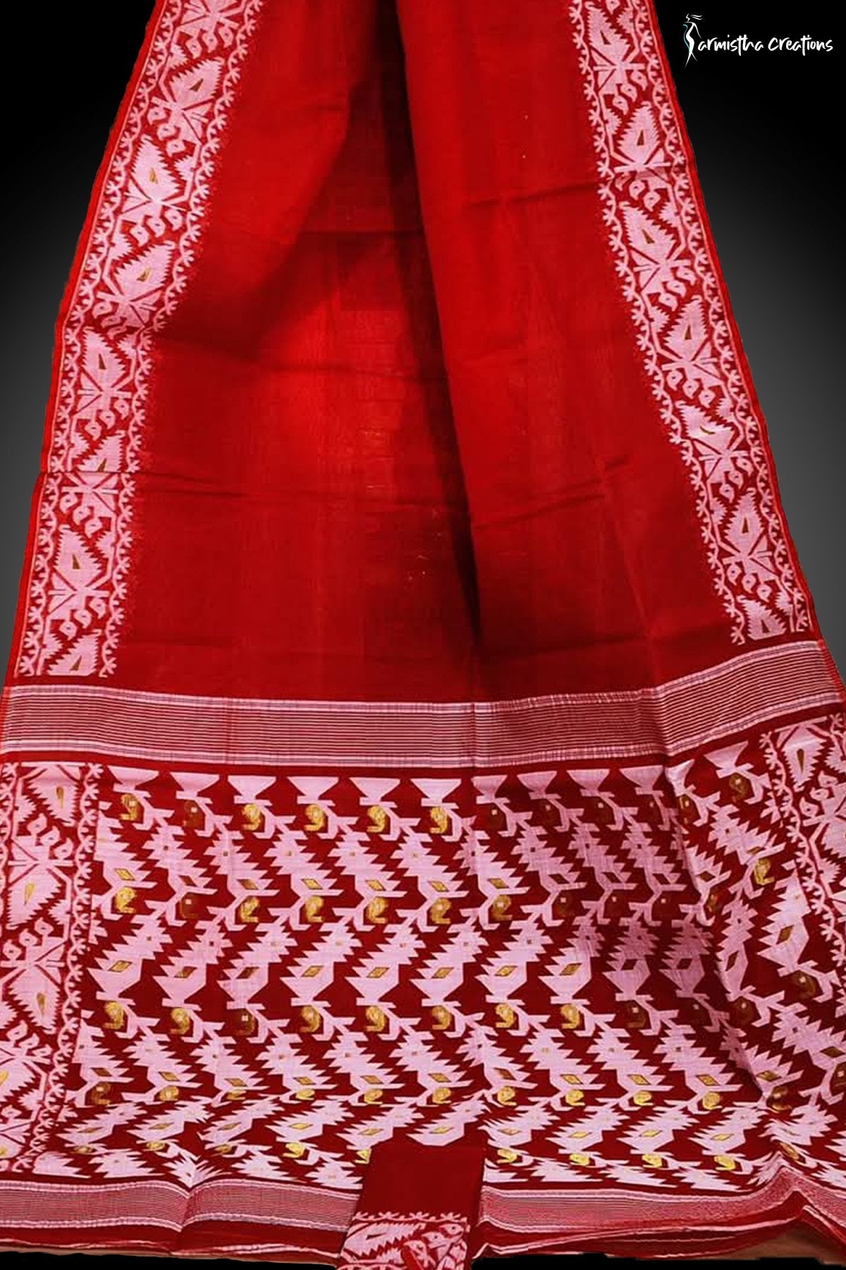 Handloom Cotton Jamdani (Red) image 0