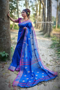 Pure Handloom Cotton Saree Royal Blue image 0