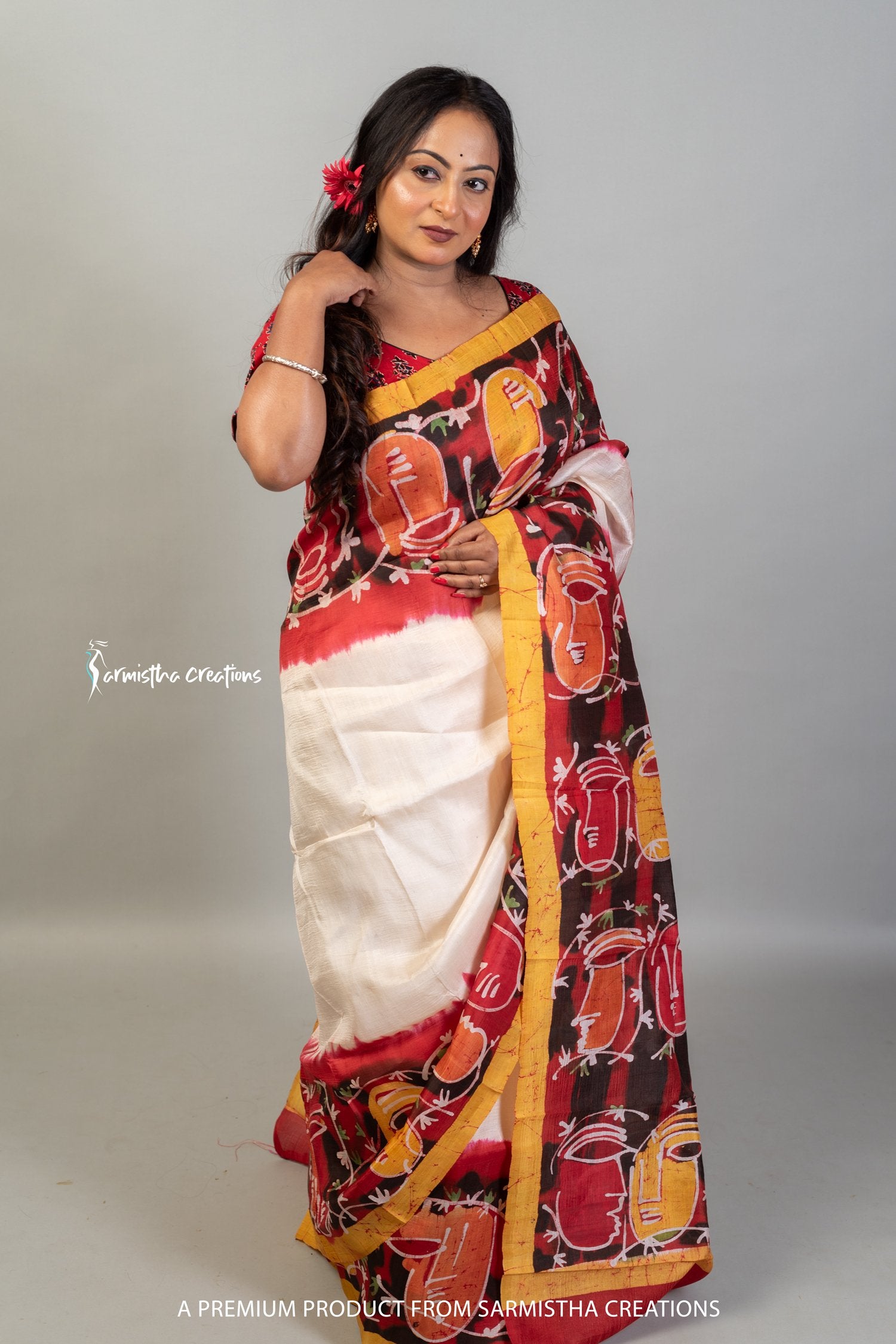Bishnupuri Silk Saree With Wax Batik (bswb-004) image 0