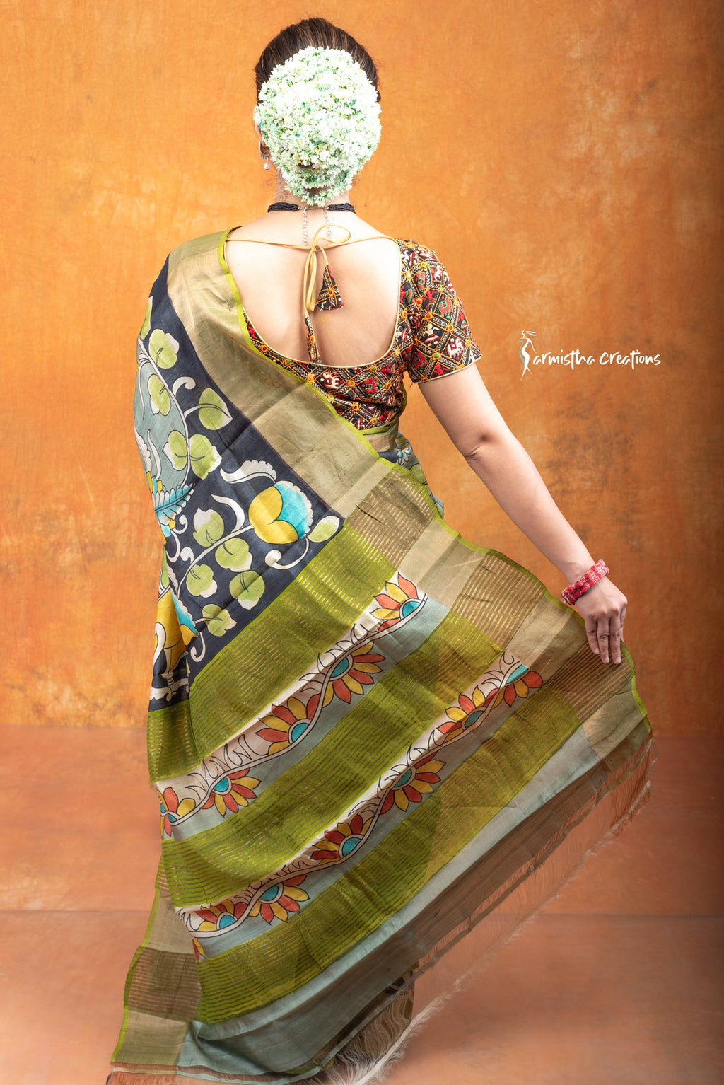 Zari Tussar Saree With Hand Kalamkari zthpk-014 image 4