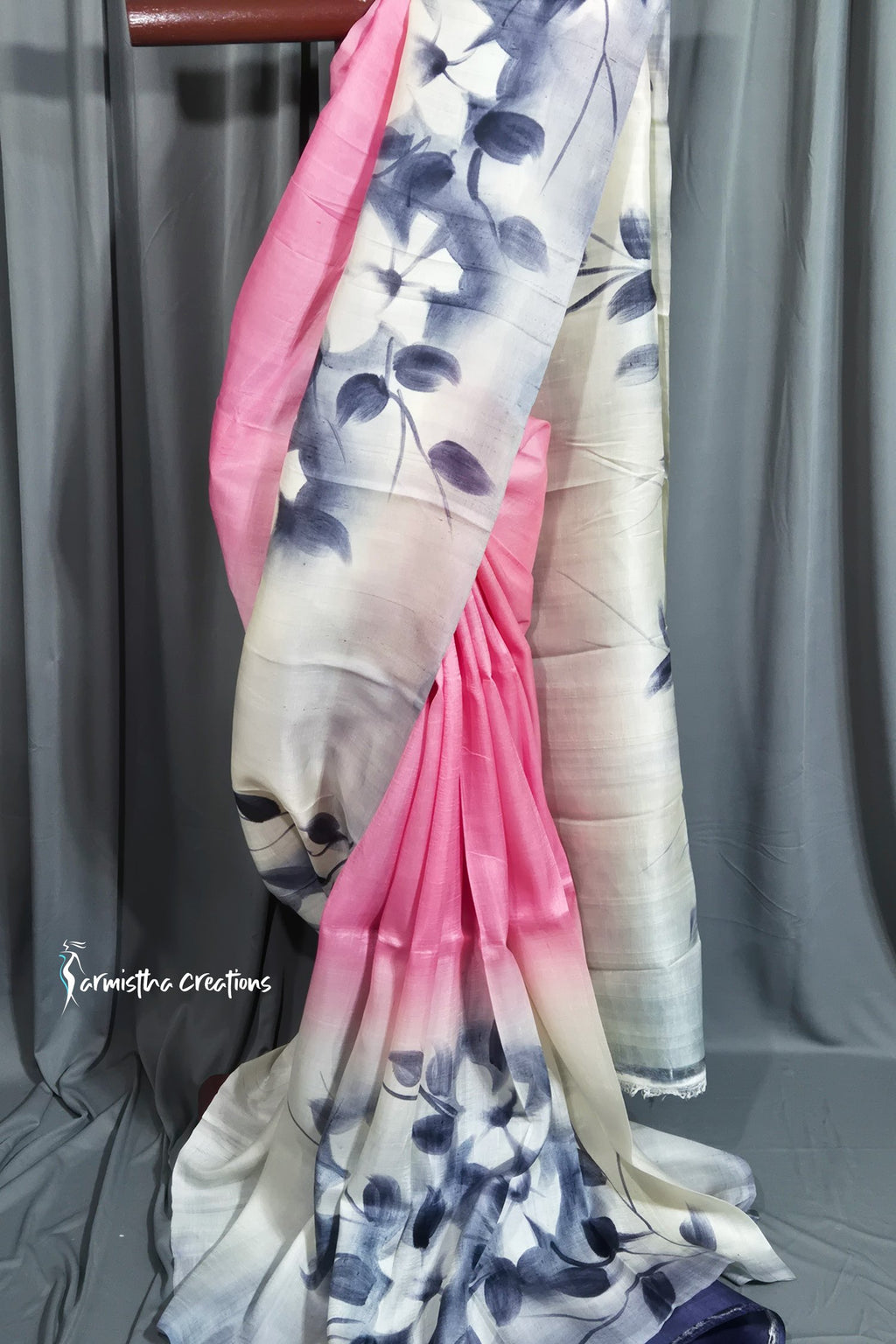 Blush in Bloom – Hand-Painted Bishnupuri Silk Saree | bshp-001 image 0