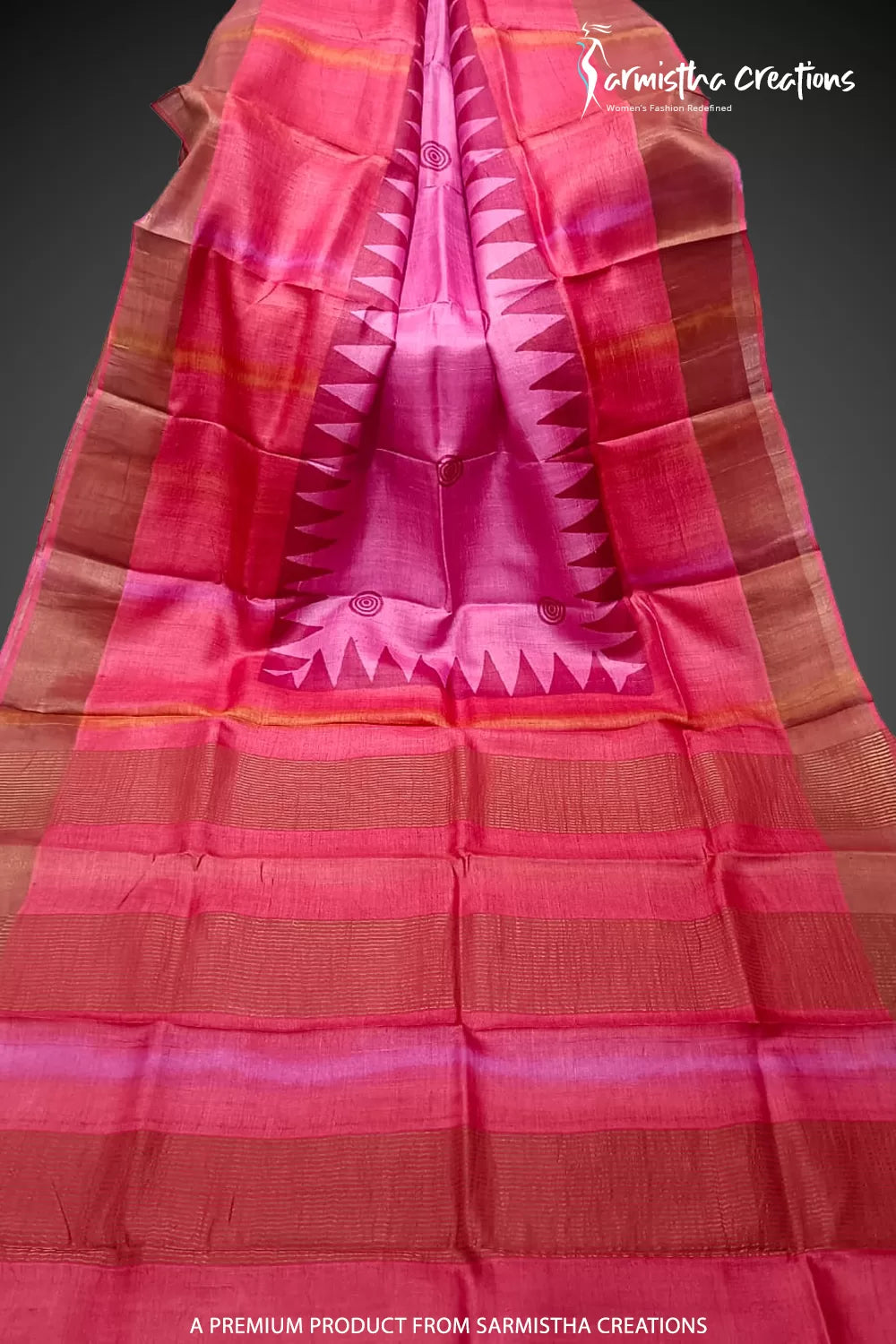 Zari Border Pure Desi Tassar Silk Saree With Hand-Block Printing dtzbhbp-042 image 0