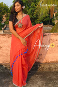 Atrangi Pure Mul Cotton Saree Orange image 0