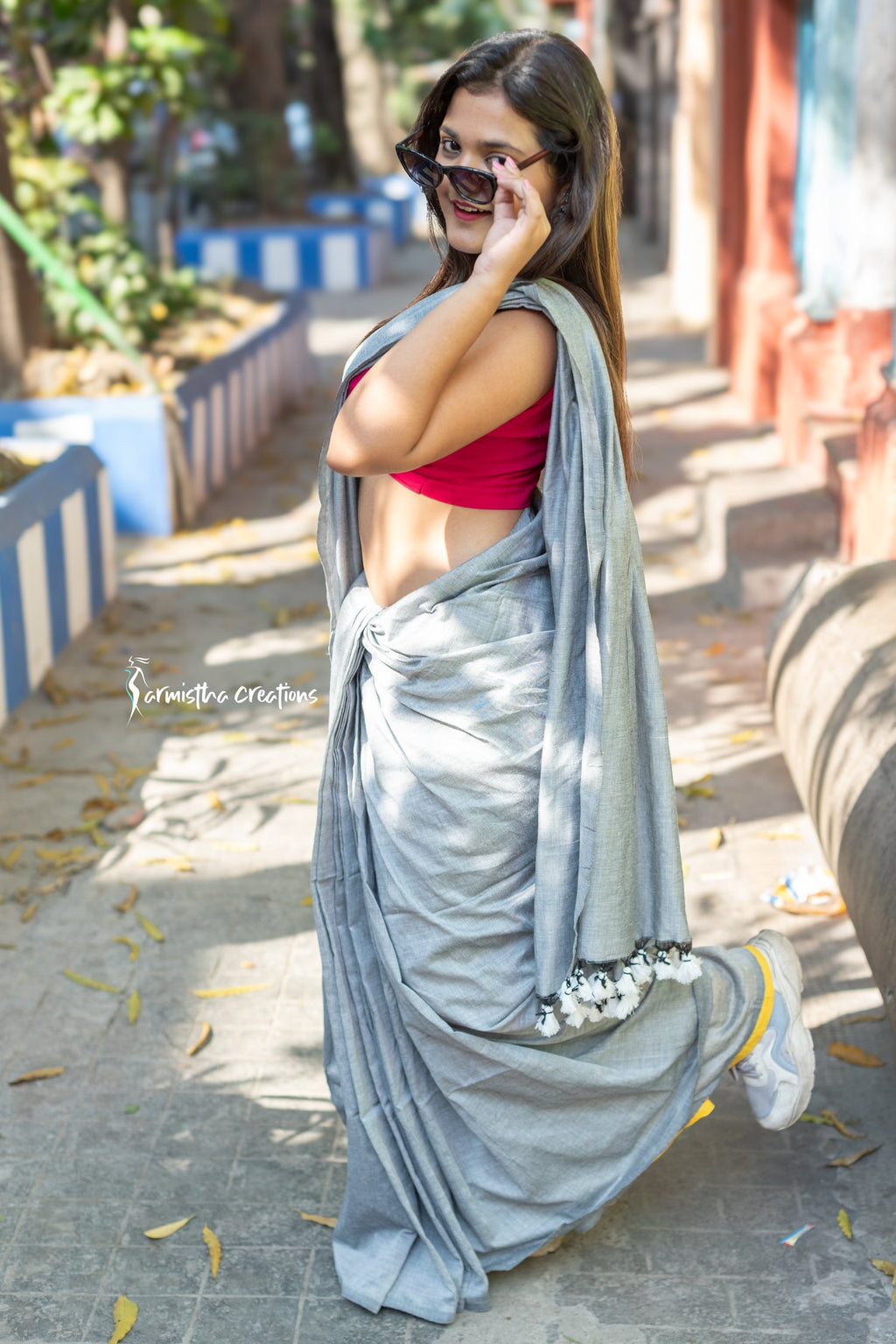 Pure Cotton Saree Grey image 1