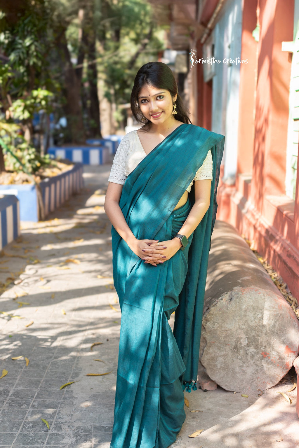 Pure Cotton Saree Peacock Green image 0