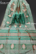 Hand-Block Printed Pure Bishnupuri Katan Silk Saree image 0
