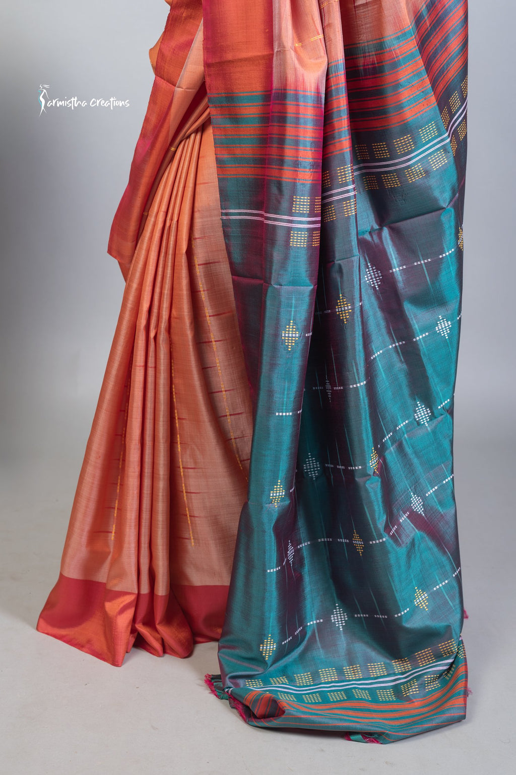 Bishnupuri Katan (Peach and midnight green) image 3
