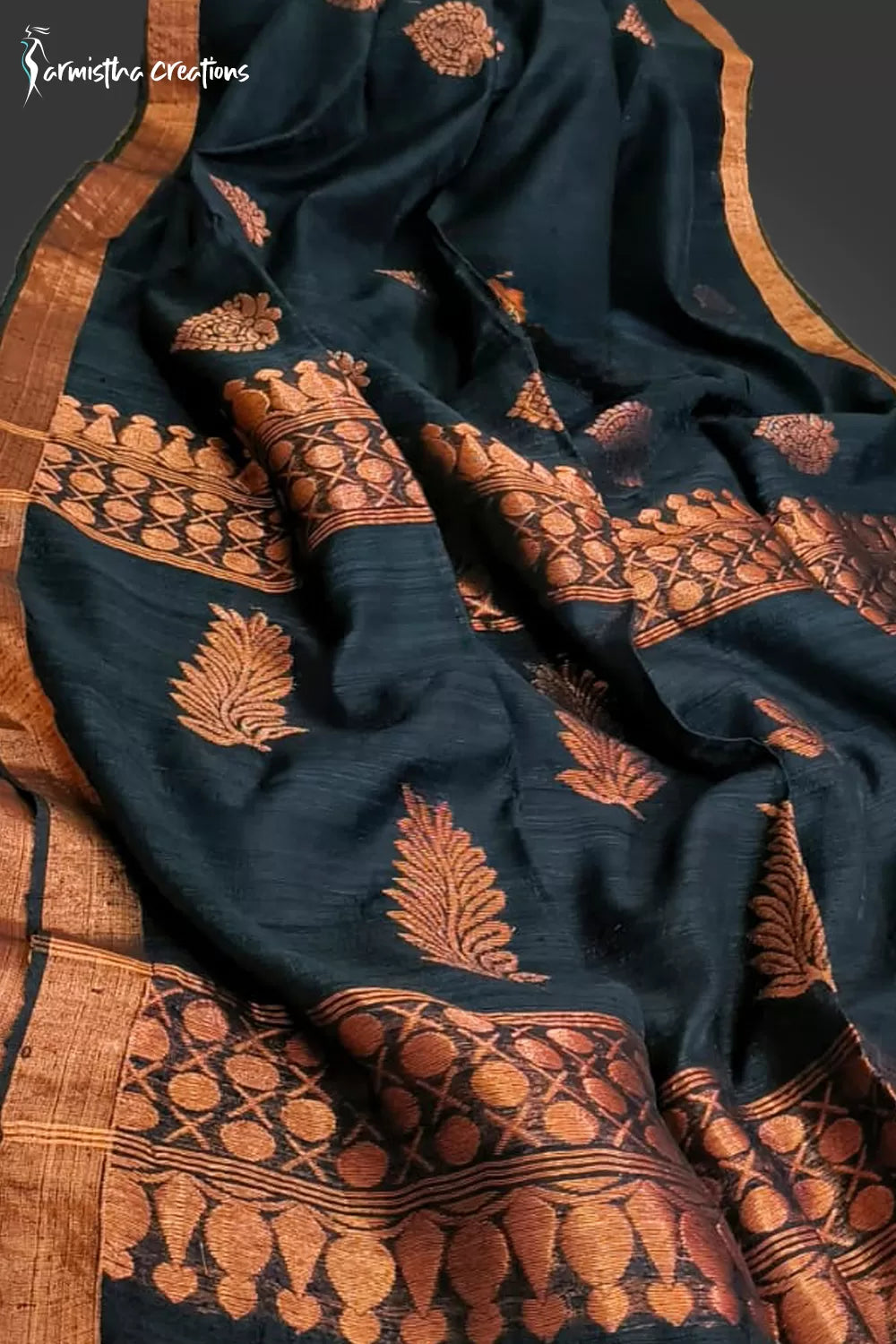 Matka Benarasi Saree Charcoal Black image 0