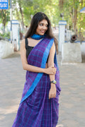 Handloom Cotton Purple with Checks image 0