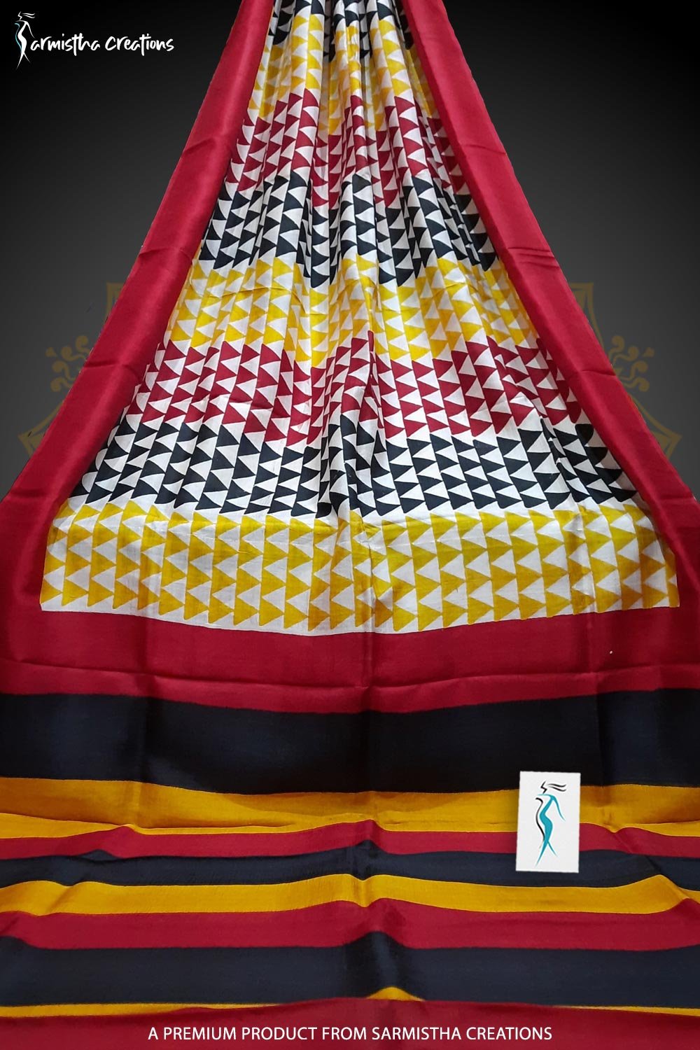 Murshidabad Silk Saree with Hand Block Printing Multi-Coloured hbpms-011 image 0