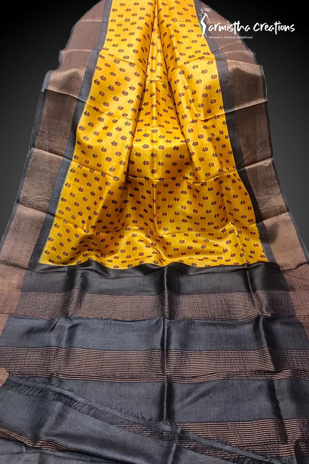 Zari Border Pure Desi Tussar Silk Saree With Hand-Block Printing dtzbhbp-031 image 0