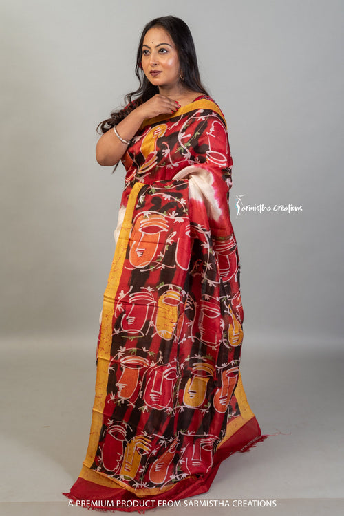 Bishnupuri Silk Saree With Wax Batik (bswb-004) image 1