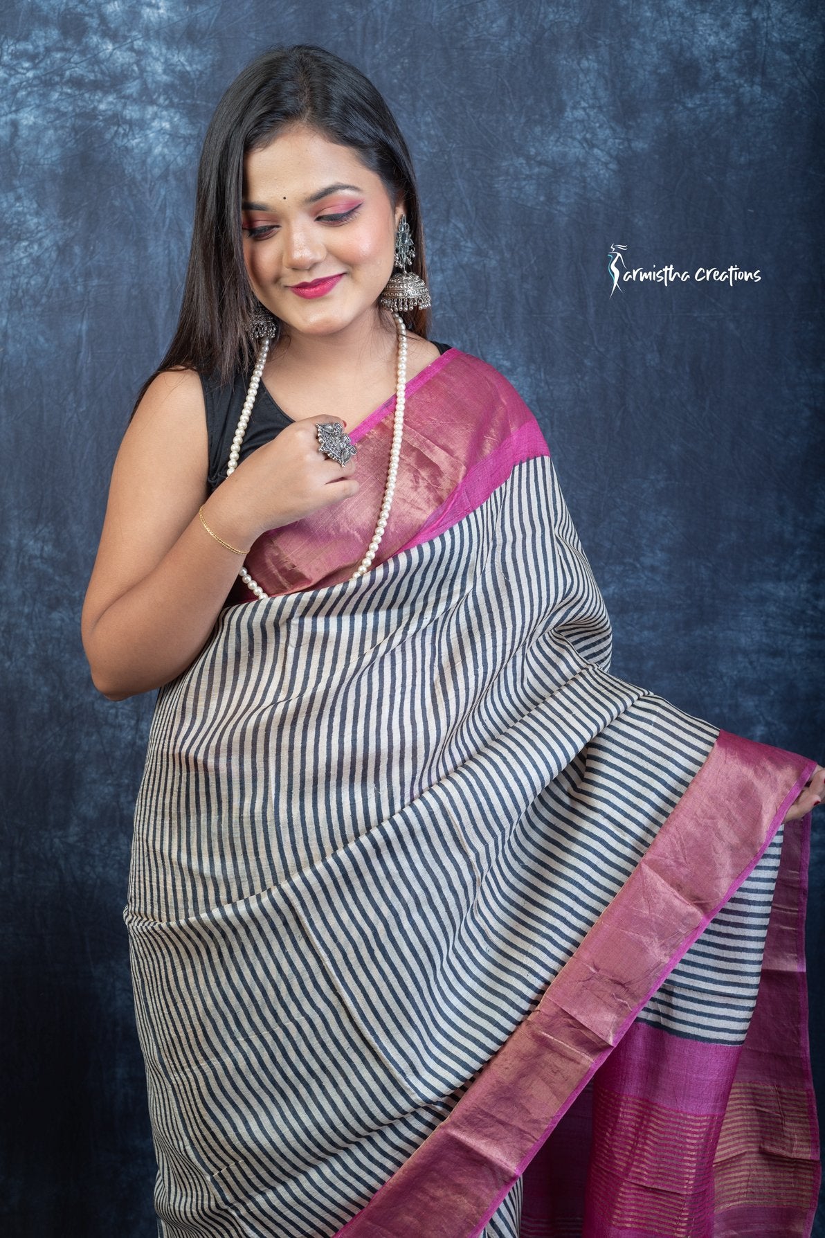 Royal Raga – Block Printed Zari Tussar Silk Saree | dtzbhbp-116 image 2