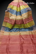 Zari Border Pure Desi Tussar Silk Saree With Hand-Block Printing dtzbhbp-026 image 0
