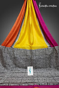 Scripted Radiance – Hand-block Printed Murshidabad Silk Saree | hbpms-026 image 0