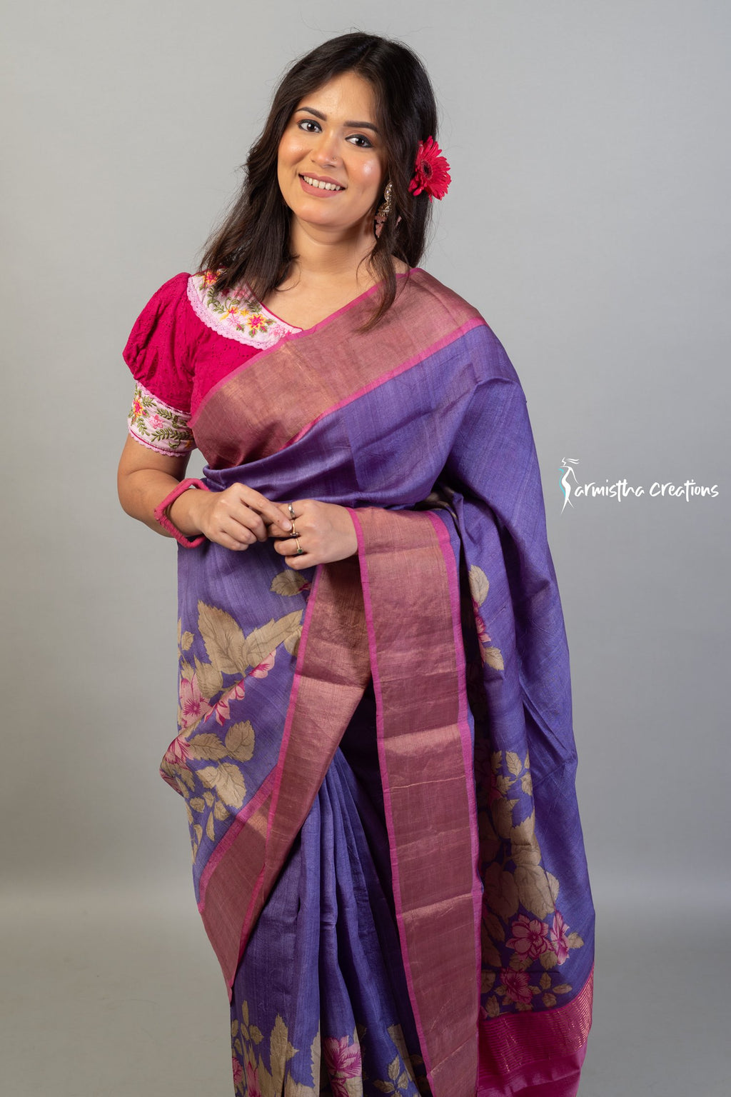 Zari Border Pure Tussar Silk Saree dtzbhbp-099 image 2