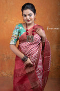 Zari Border Pure Desi Tussar Silk Saree With Hand-Block Printing | dtzbhbp-011 image 0