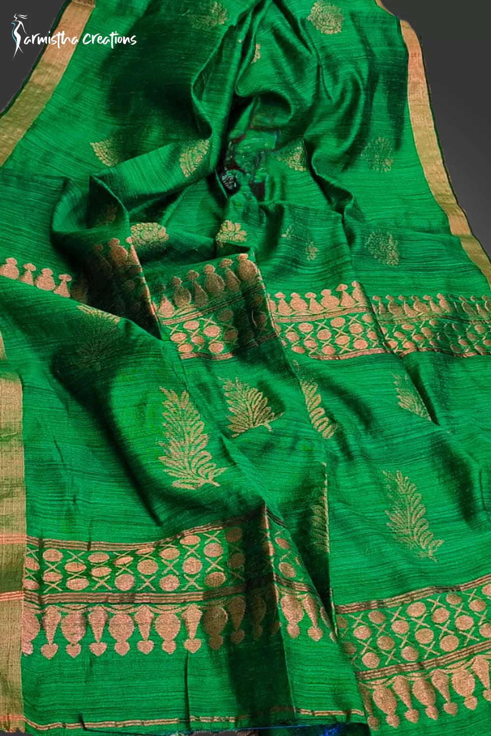 Matka Benarasi Saree Parrot Green image 0