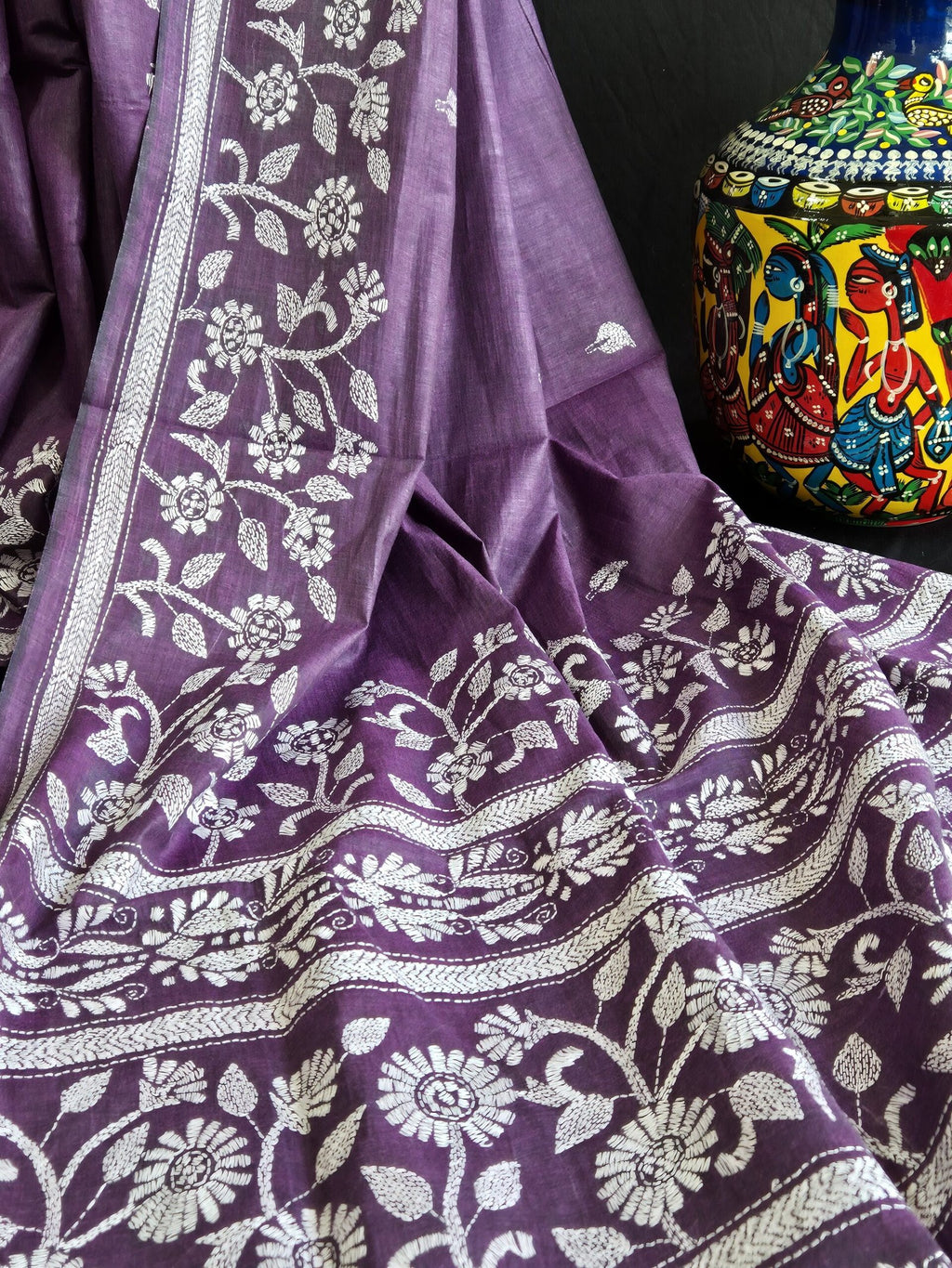 Kantha Stitch on Jamun Dhonekhali Cotton image 1