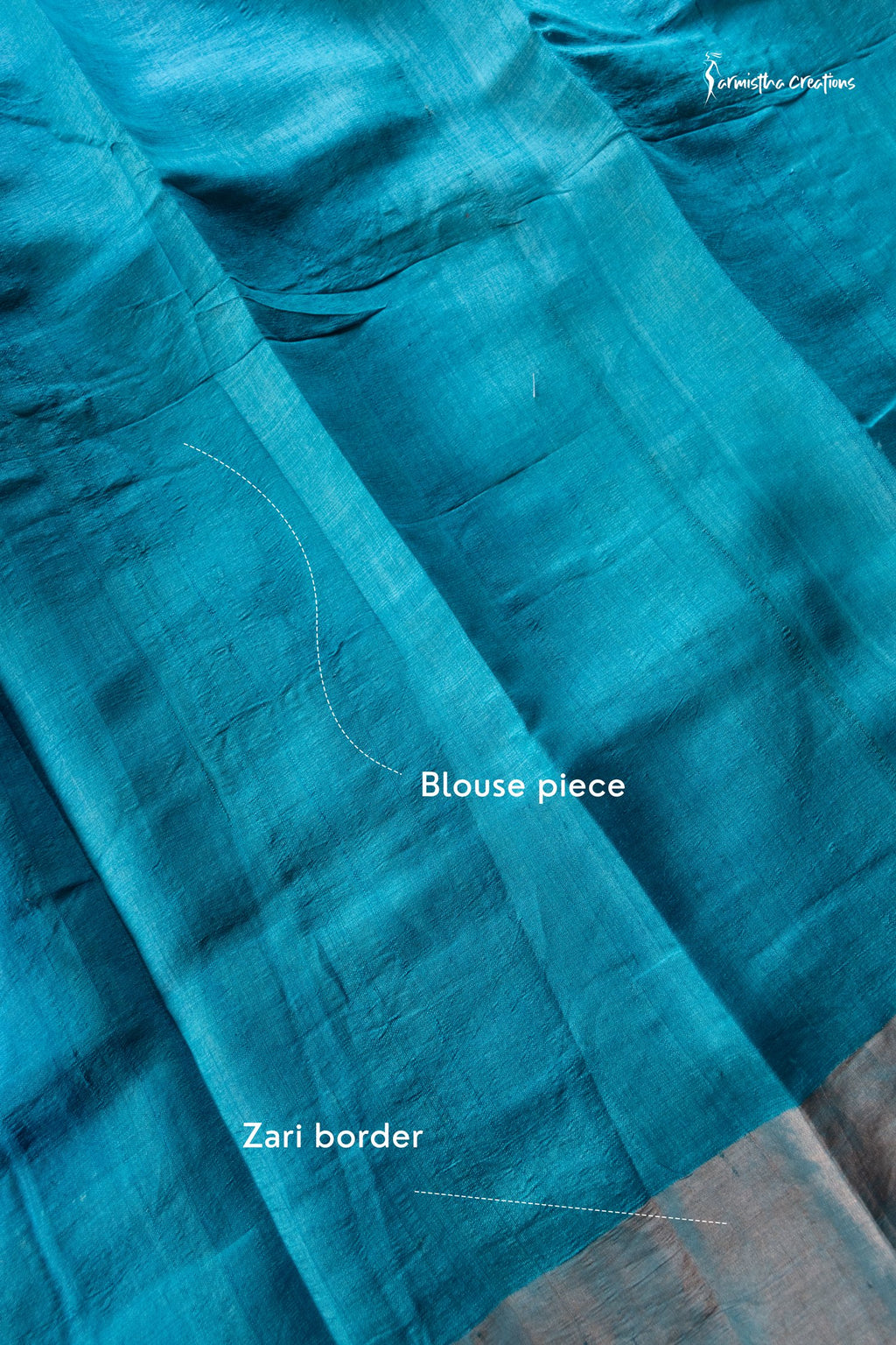 Zari Border Pure Desi Tussar Silk Saree With Hand-Block Printing dtzbhbp-072 image 3