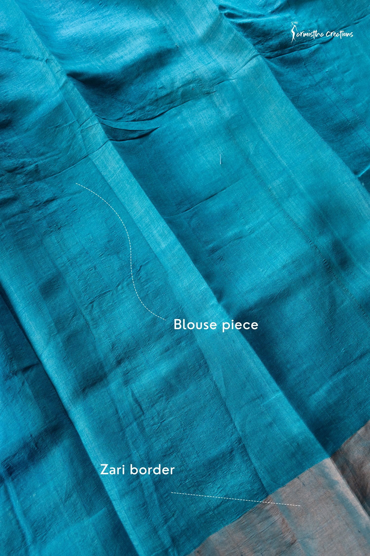 Zari Border Pure Desi Tussar Silk Saree With Hand-Block Printing dtzbhbp-072 image 3