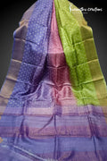Zari Border Pure Desi Tussar Silk Saree With Hand-Block Printing dtzbhbp-022 image 0