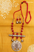 Hand-Made Dokra Mala (Fish, Maroon) | DJGK-DN-003