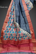 Zari Border Pure Desi Tussar Silk Saree With Hand-Block Printing dtzbhbp-077 image 0