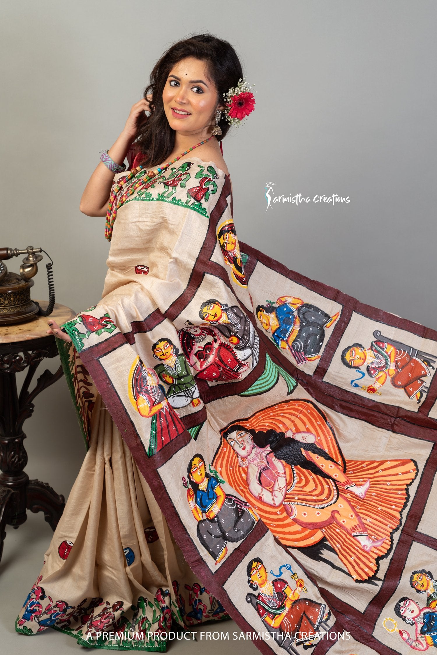 Babuchitra - Silk Mark Certified Hand-Painted Raghunathpur Tussar image 0