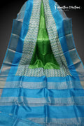 Zari Border Pure Desi Tussar Silk Saree With Hand-Block Printing dtzbhbp-020 image 0