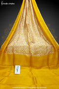 Murshidabad Silk Saree with Hand Block Printing Yellow hbpms-008 image 0