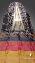 Zari Border Pure Desi Tussar Silk Saree With Hand-Block Printing dtzbhbp-007 image 0