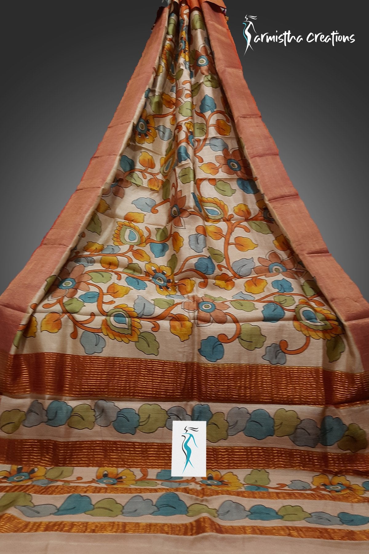 Zari Tussar Saree With Hand Kalamkari zthpk-024 image 0