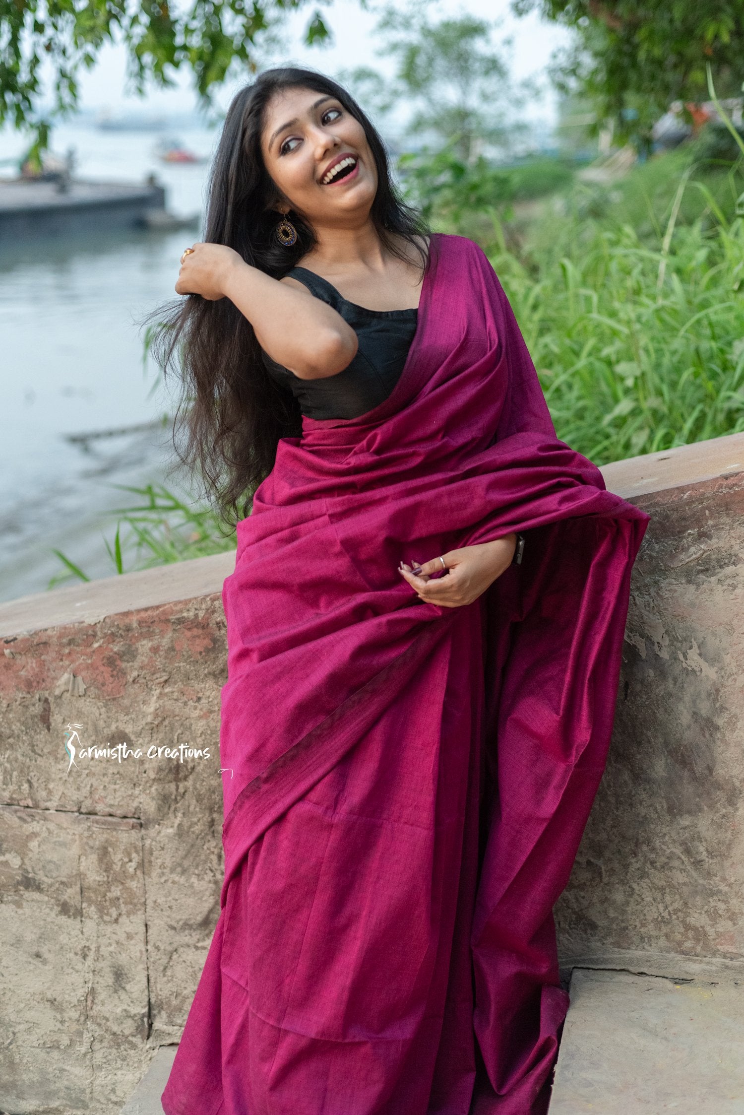 Pure Cotton Saree Magenta image 3