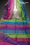 Multi-coloured Zari Border Pure Desi Tussar Silk Saree dtzbhbp-036 image 0