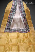 Zari Border Pure Desi Tassar Silk Saree With Hand-Block Printing dtzbhbp-063 image 0