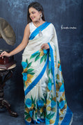 Morning Bloom – Hand Painted Pure Bishnupuri Silk Saree | bshp-006 image 0