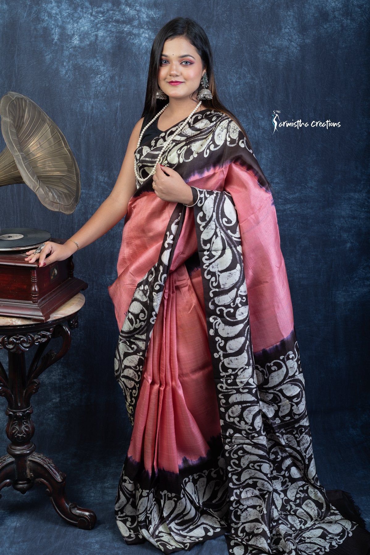 Noor-e-Nazaakat – Hand Batik Pure Bishnupuri Silk Saree | bssp-017 image 1