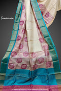 Zari Border Pure Desi Tussar Silk Saree With Hand-Block Printing dtzbhbp-067 image 0