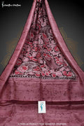 Bishnupuri Silk Saree With Hand Batik Work Dusky Rose bssp-015 image 0