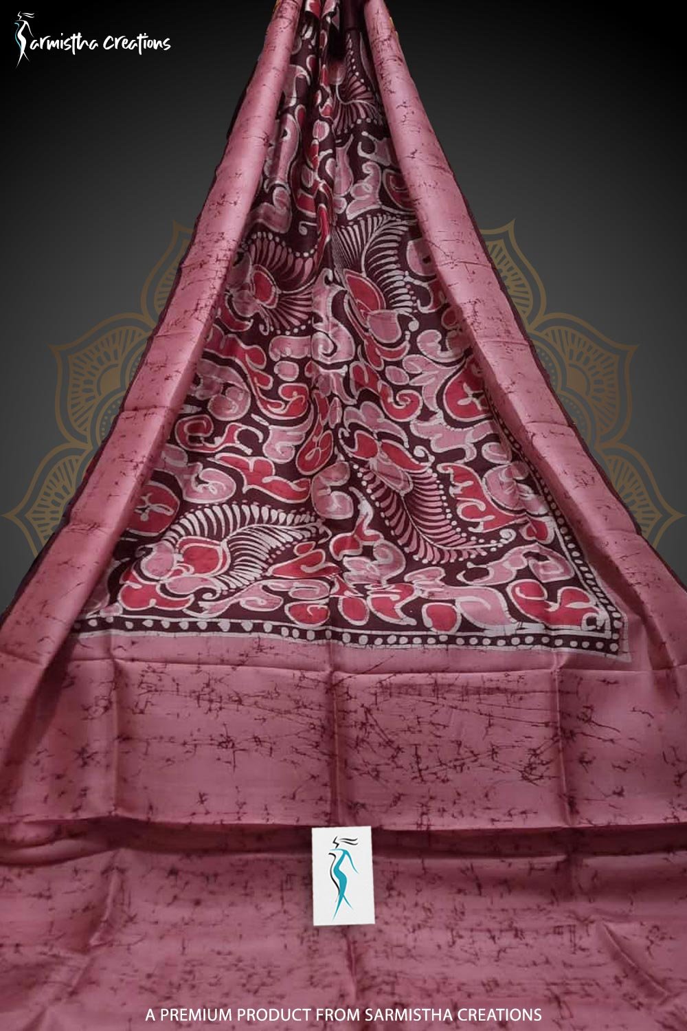 Bishnupuri Silk Saree With Hand Batik Work Dusky Rose bssp-015 image 0
